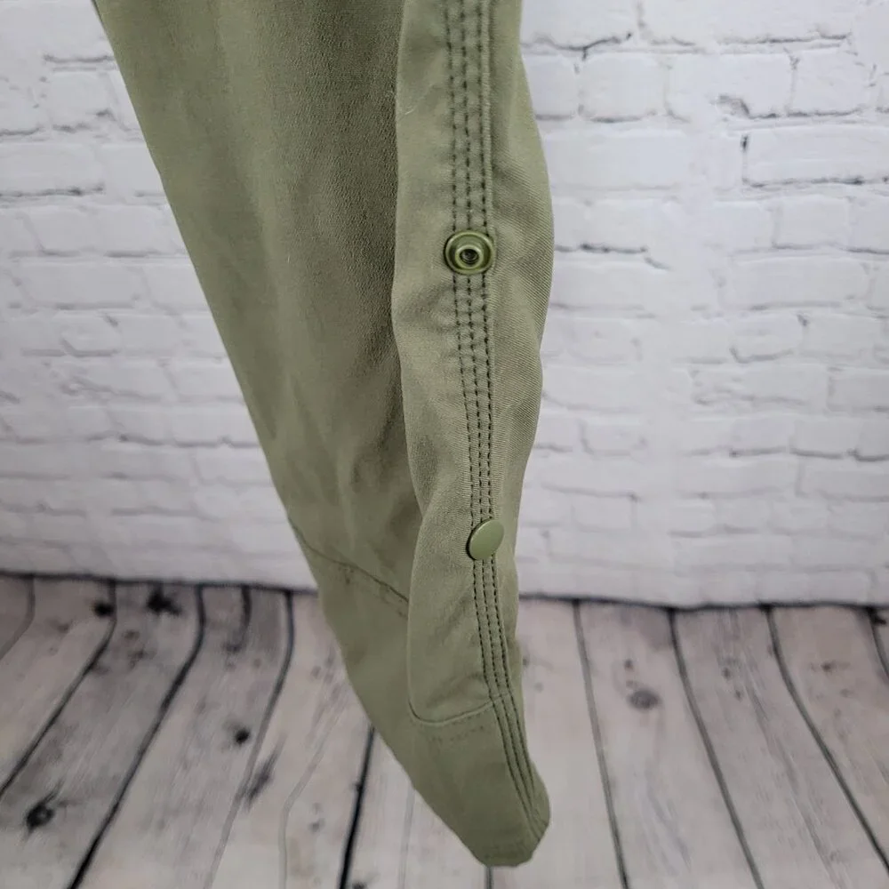 PrAna Green Breathe Nylon Stretch Lightweight Snap Cuff Cargo Pants Size (40x30)